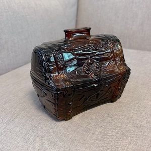 Vintage amber glass pirates chest coin bank